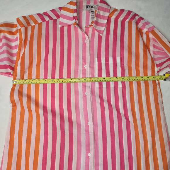 BEACH RIOT Alexa Oversized Shirt Cover Up Size Large X Large Pink Orange Stripes - Picture 3 of 5